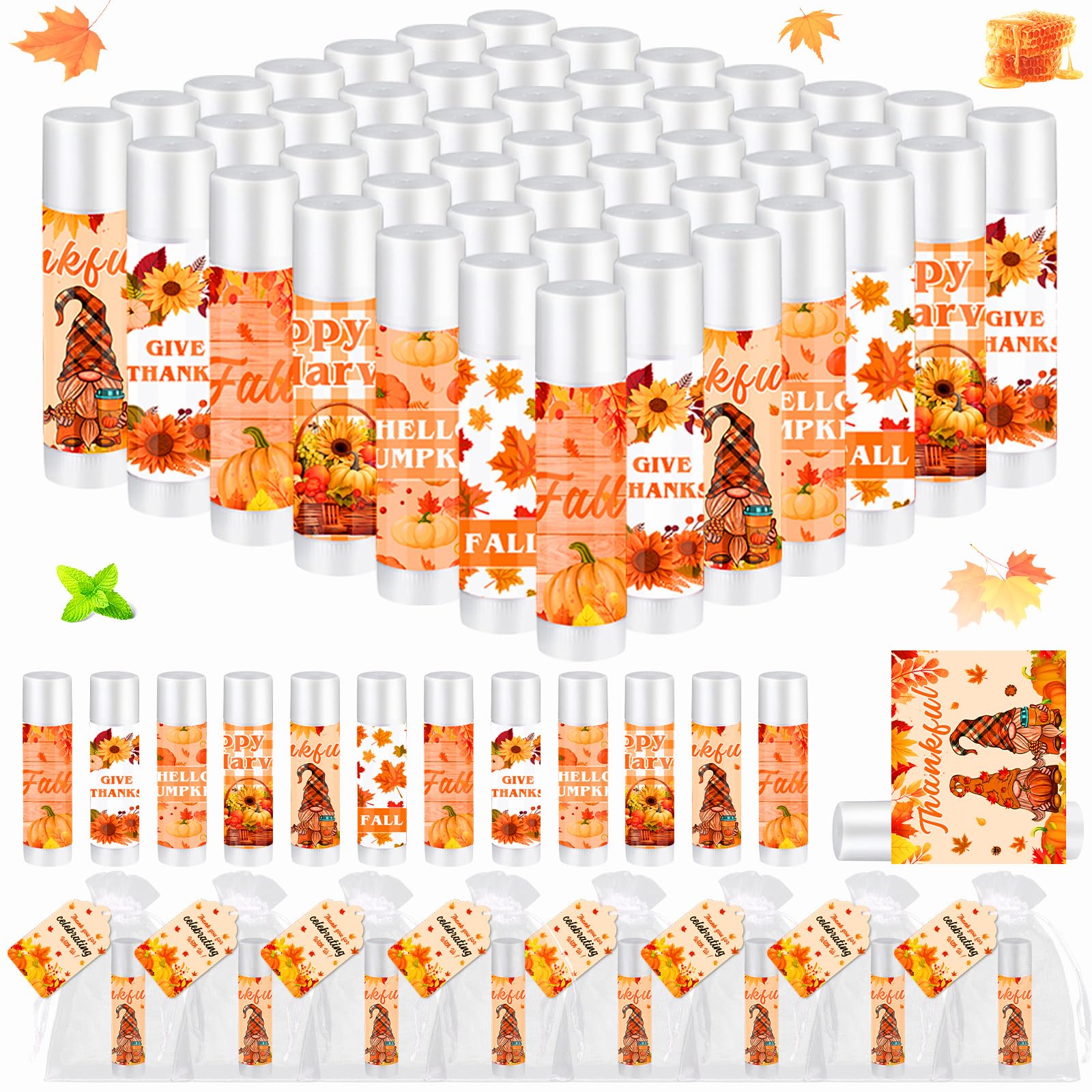 QAUYETM fall lip balm set ready for gifting with 50 balms.