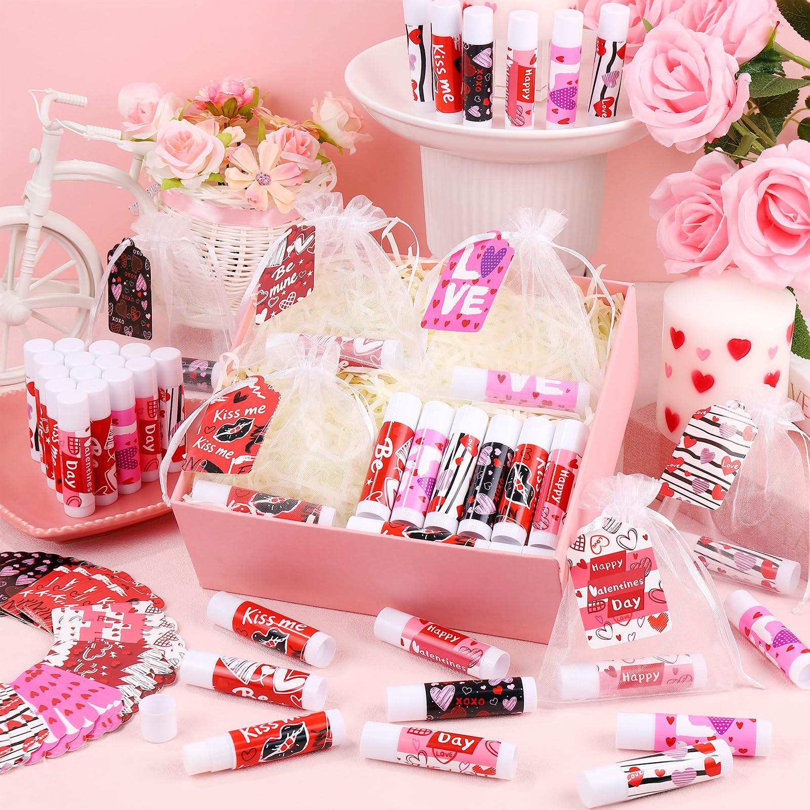 QAUYETM flavored lip balms – honey, vanilla, mint, rose, strawberry, jasmine.
