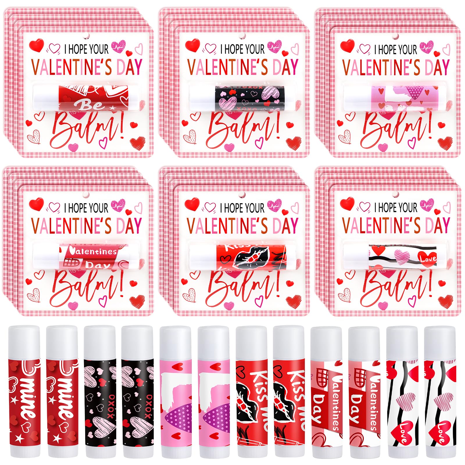 QAUYETM Valentine lip balms with assorted designs for gifting and daily use