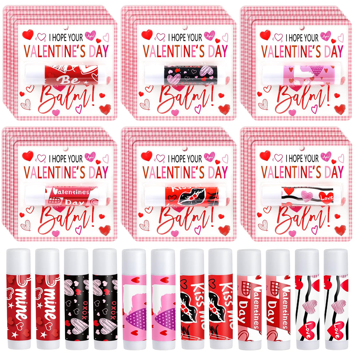 QAUYETM Valentine lip balms with assorted designs for gifting and daily use