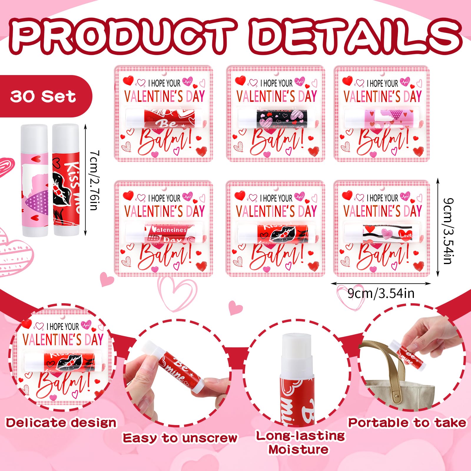 QAUYETM honey flavor lip balm with Valentine design, perfect for gifting
