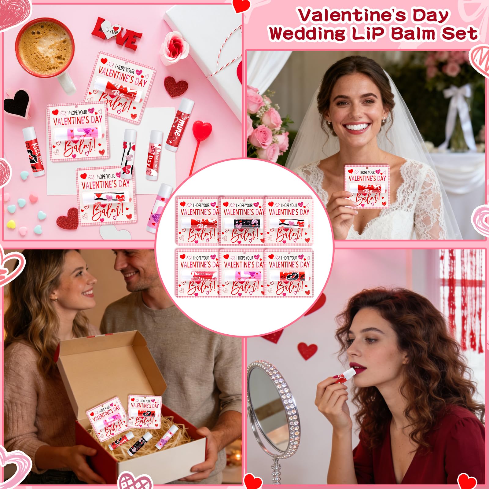 QAUYETM jasmine flavor lip balm with Valentine design, elegant party favor