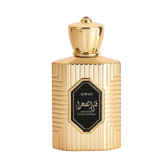 QAWAFI Mysteries Crown Sunrise bottle close-up highlighting warm amber and vanilla.