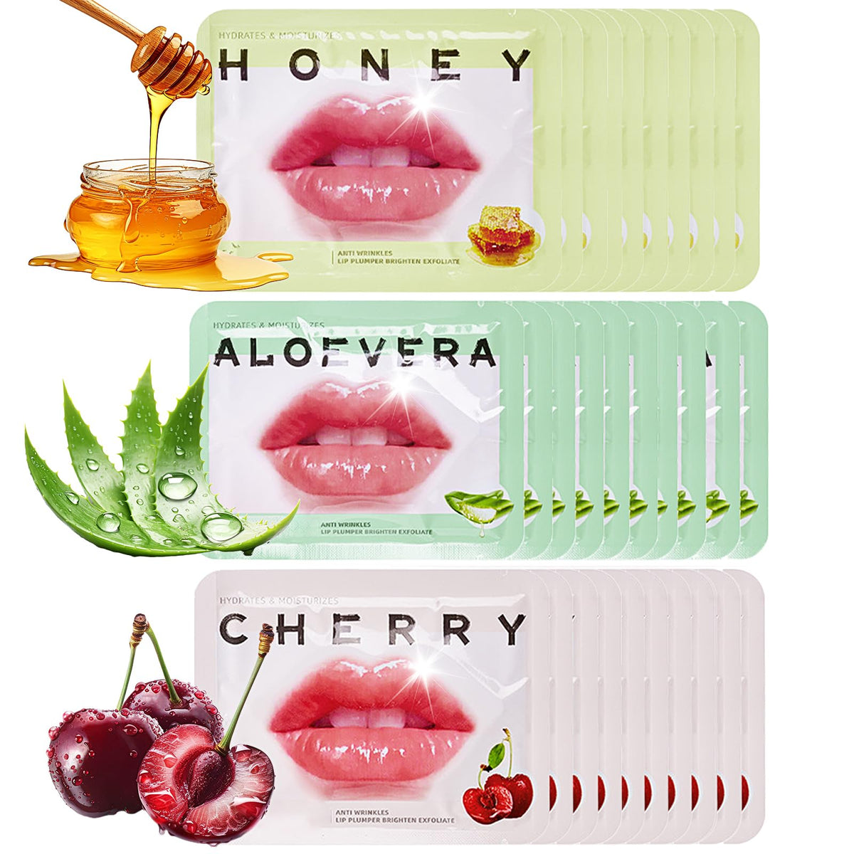 Qawnfy 30Pcs Lip Mask Set with deep hydration for dry lips