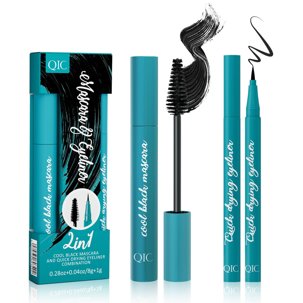 Qawnfy Extension Mascara and Eyeliner Set packaging, travel-friendly for daily use.