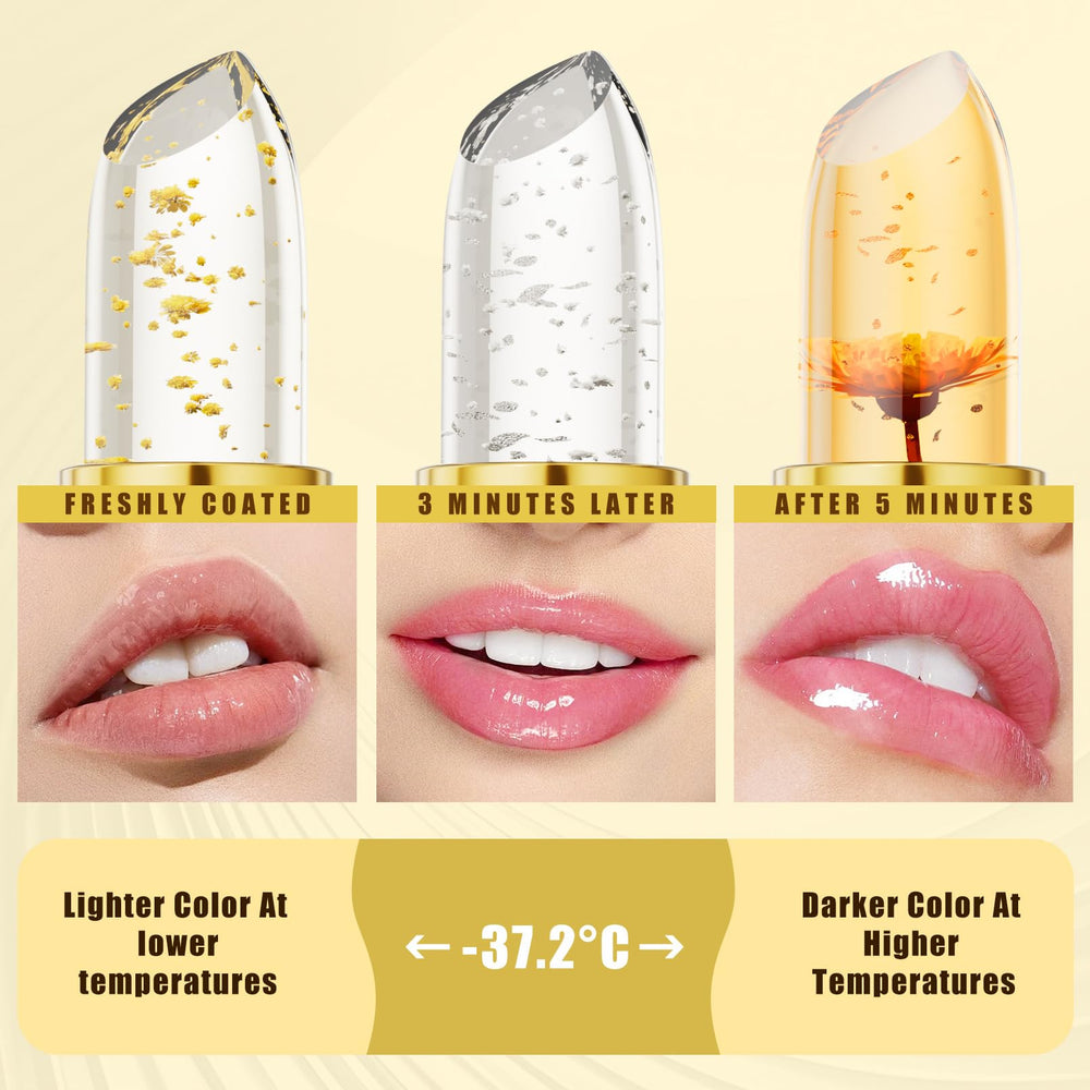 Qawnfy gold crystal Ph lipstick tube ready to apply for moisture