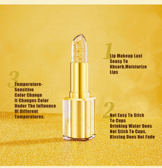 Qawnfy color-changing lipstick swatch showing shade transition with temperature