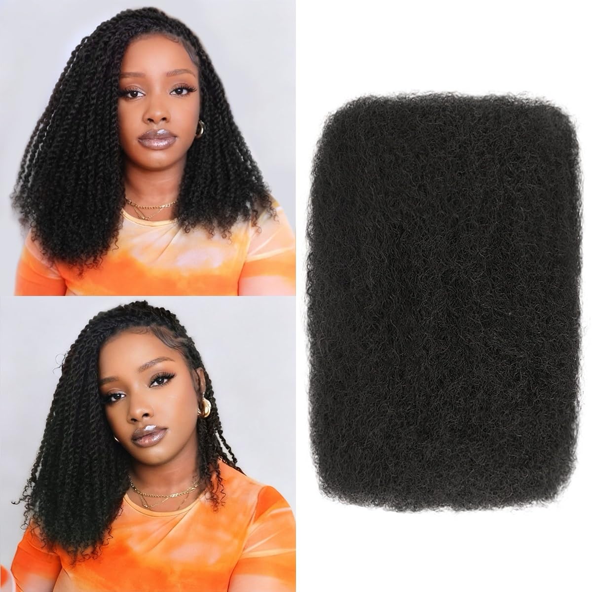 QCCSRR Afro Kinky Bulk 16 inch front view for natural blend and styling