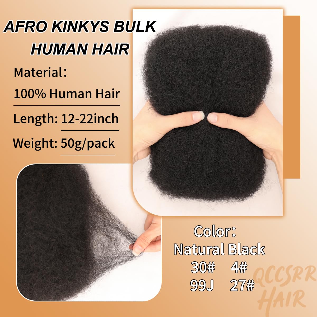 QCCSRR Afro Kinky Bulk 16 inch side view ideal for quick twists