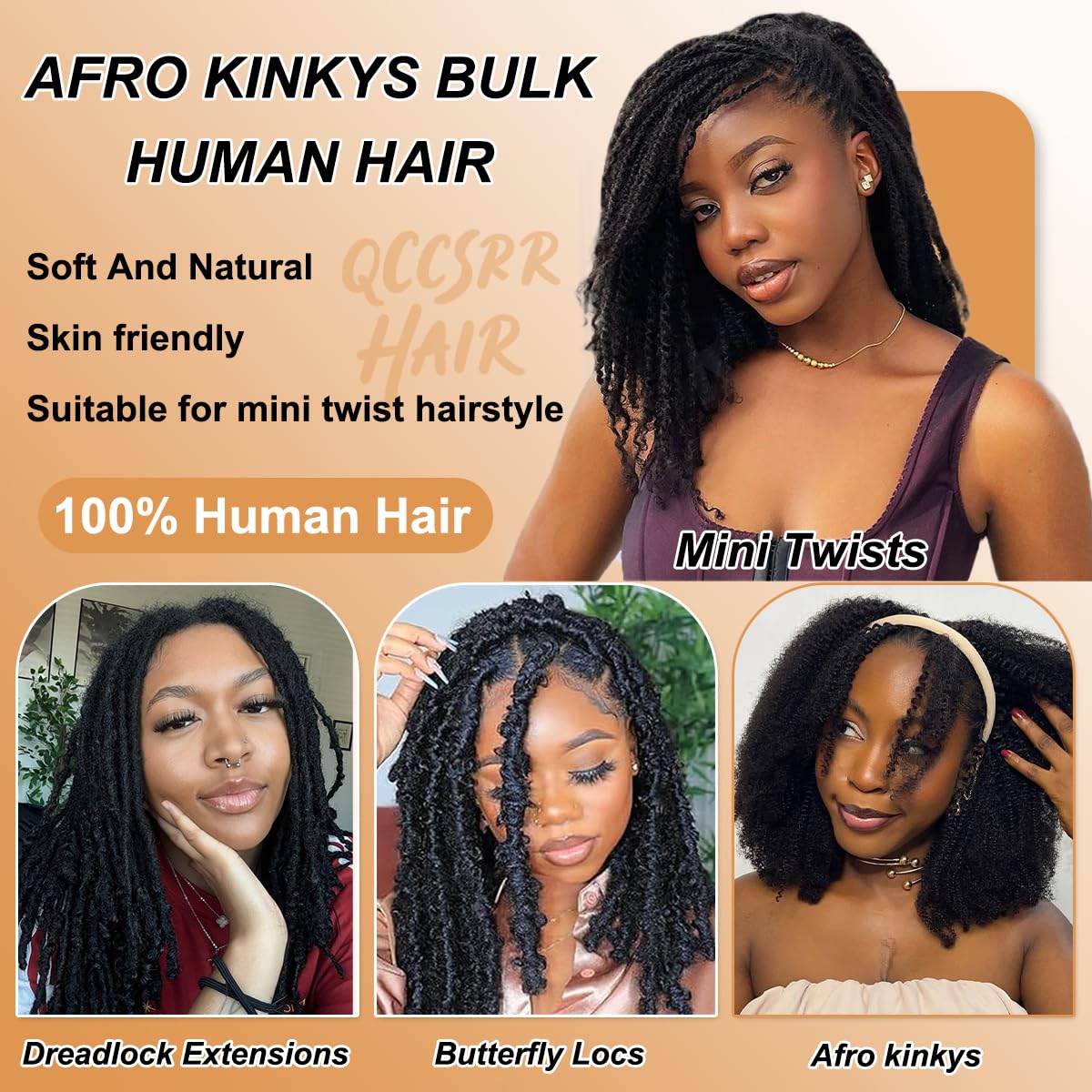 QCCSRR Afro Kinky Bulk close-up texture and soft feel