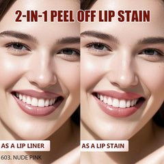 QCMME lip liner stain applied for precise lip shape and clean definition.