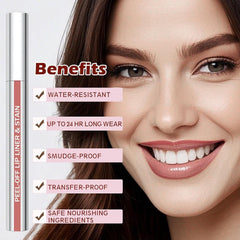 QCMME peel-off film forming on lips for long-lasting, transfer-free wear.