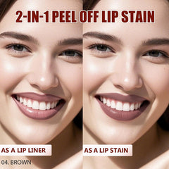 QCMME Long-Lasting Matte Lip Tattoo forms a smudge-free film for all-day color.