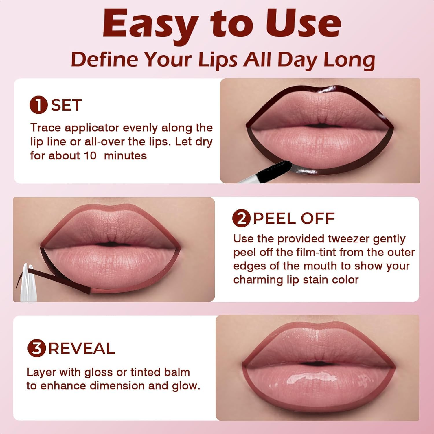 QCMME Precise Lip Shape Outline defines edges for classic or trendy looks.