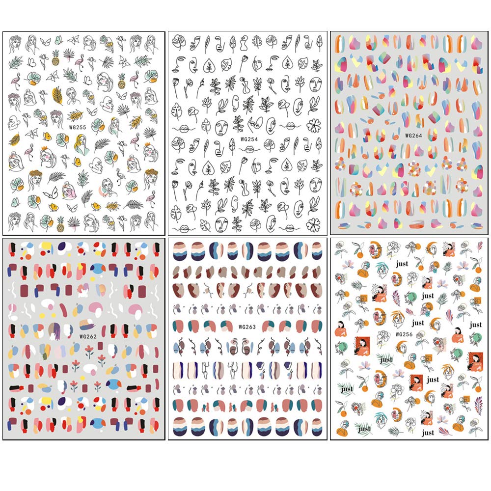 Qdsuh Graffiti Fun Nail Stickers six sheets ideal for gifting or salon use