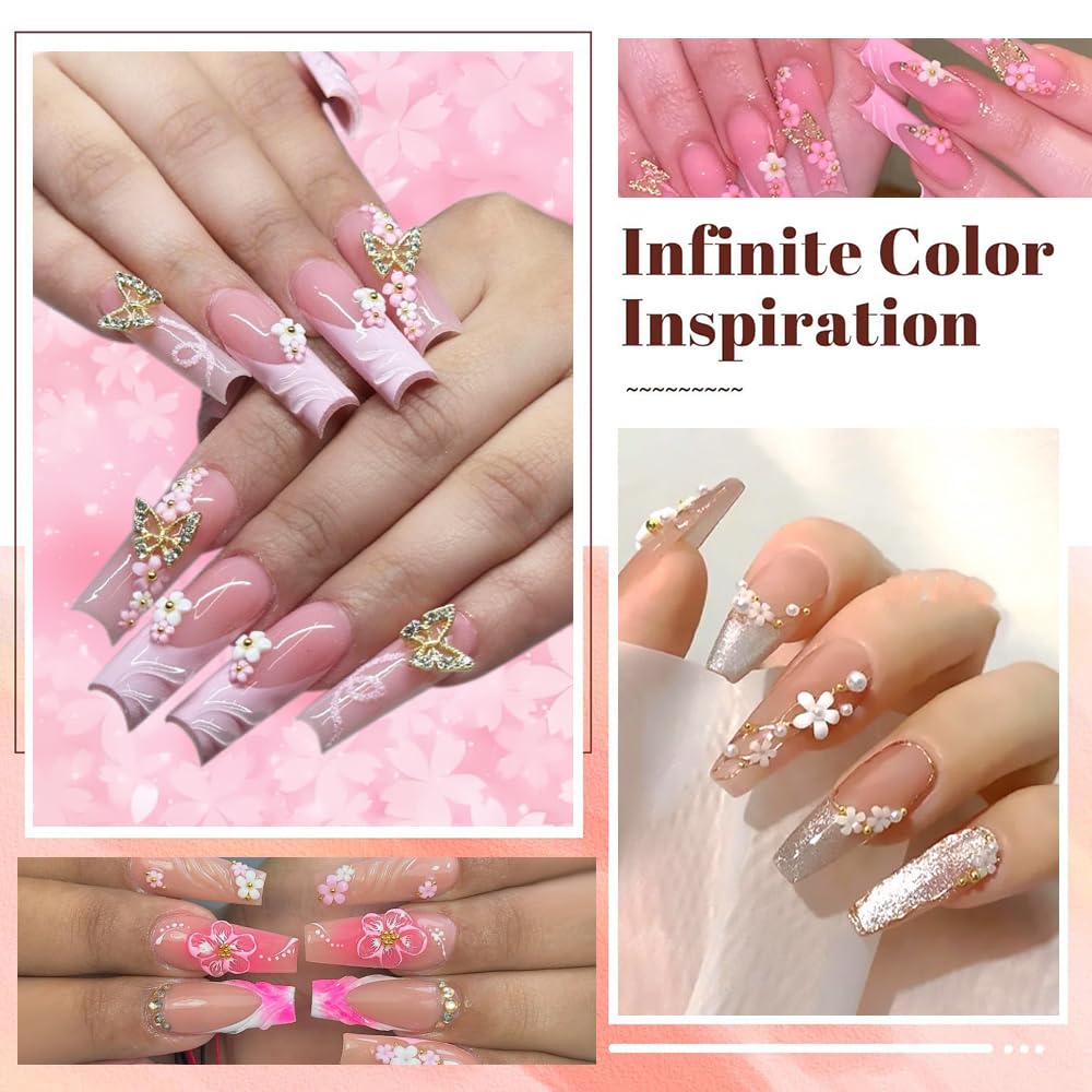 Qdsuh metal beads add delicate shimmer to nail accents.