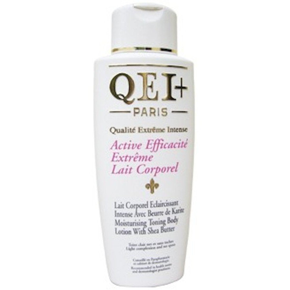 QEI+ Active Extreme Body Lotion bottle; lightweight hydration for daily softness.
