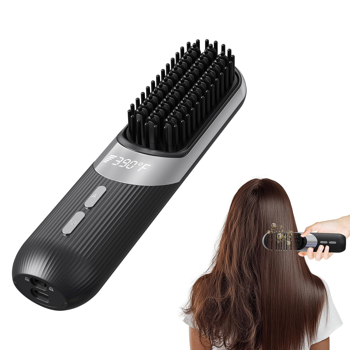 QEOWUO cordless hair styling brush compact design for travel-friendly use.
