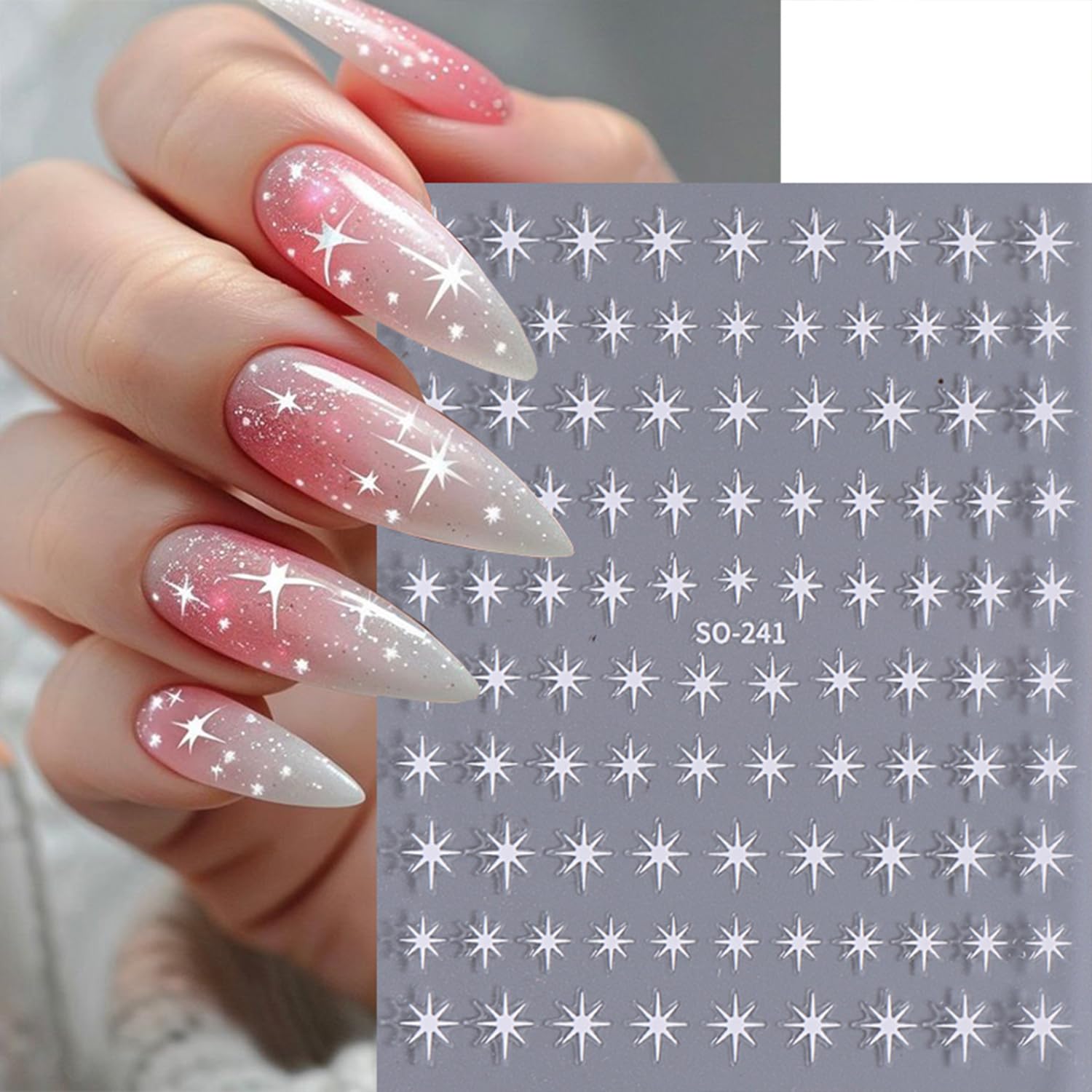 QEYRIYI 3D nail art stickers deliver textured star effects on nails