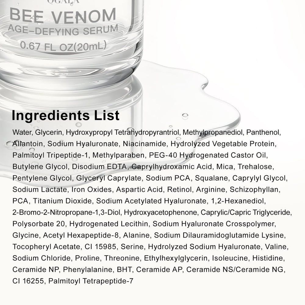 Qgala Bee Venom Serum promotes a radiant complexion in natural light.