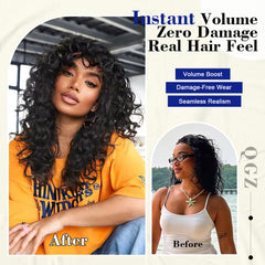 QGZ Curly Clip-in Extensions 4pcs hidden wefts illustrate undetectable volume