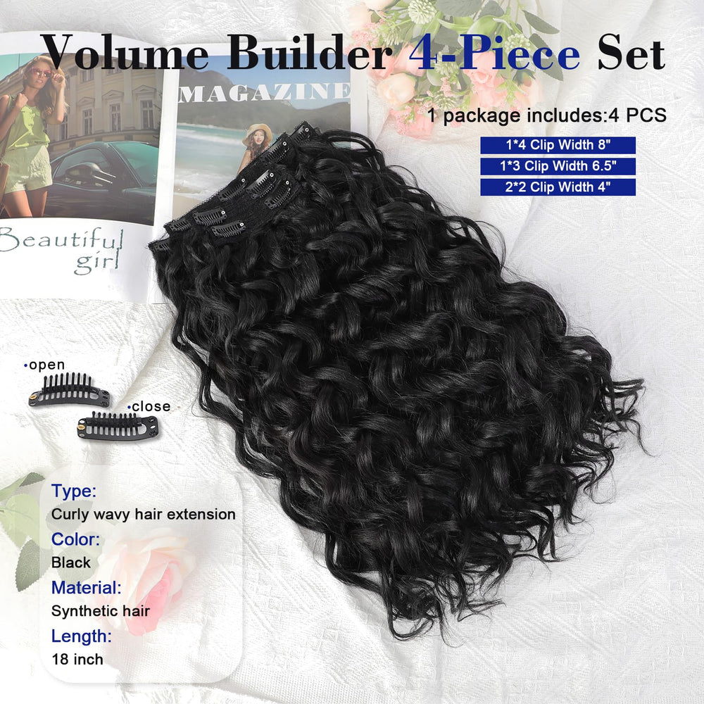 QGZ Curly Clip-in Extensions worn by model for instant length and bounce