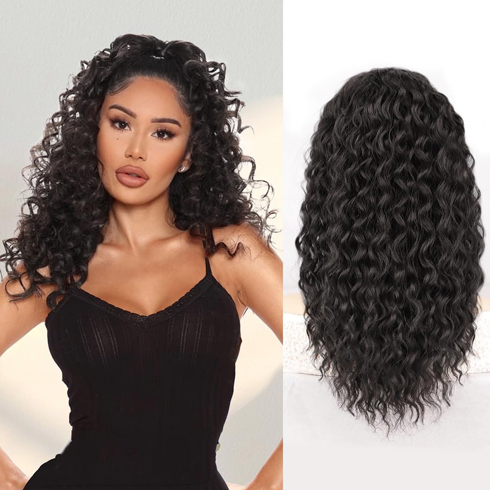 QGZ ponytail extension 18-inch drawstring for quick, secure high ponytail styling