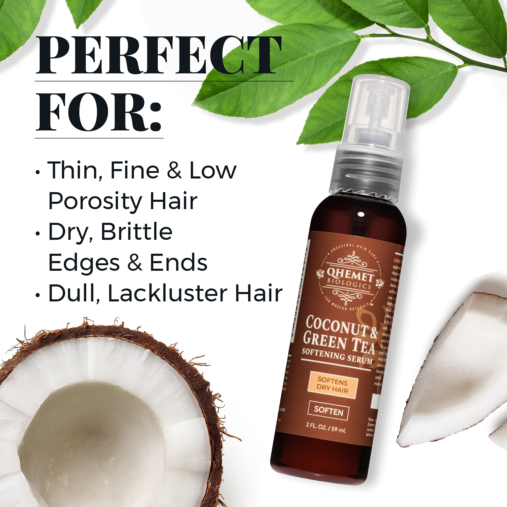 Qhemet Biologics finishing oil adds natural shine and frizz control after styling.