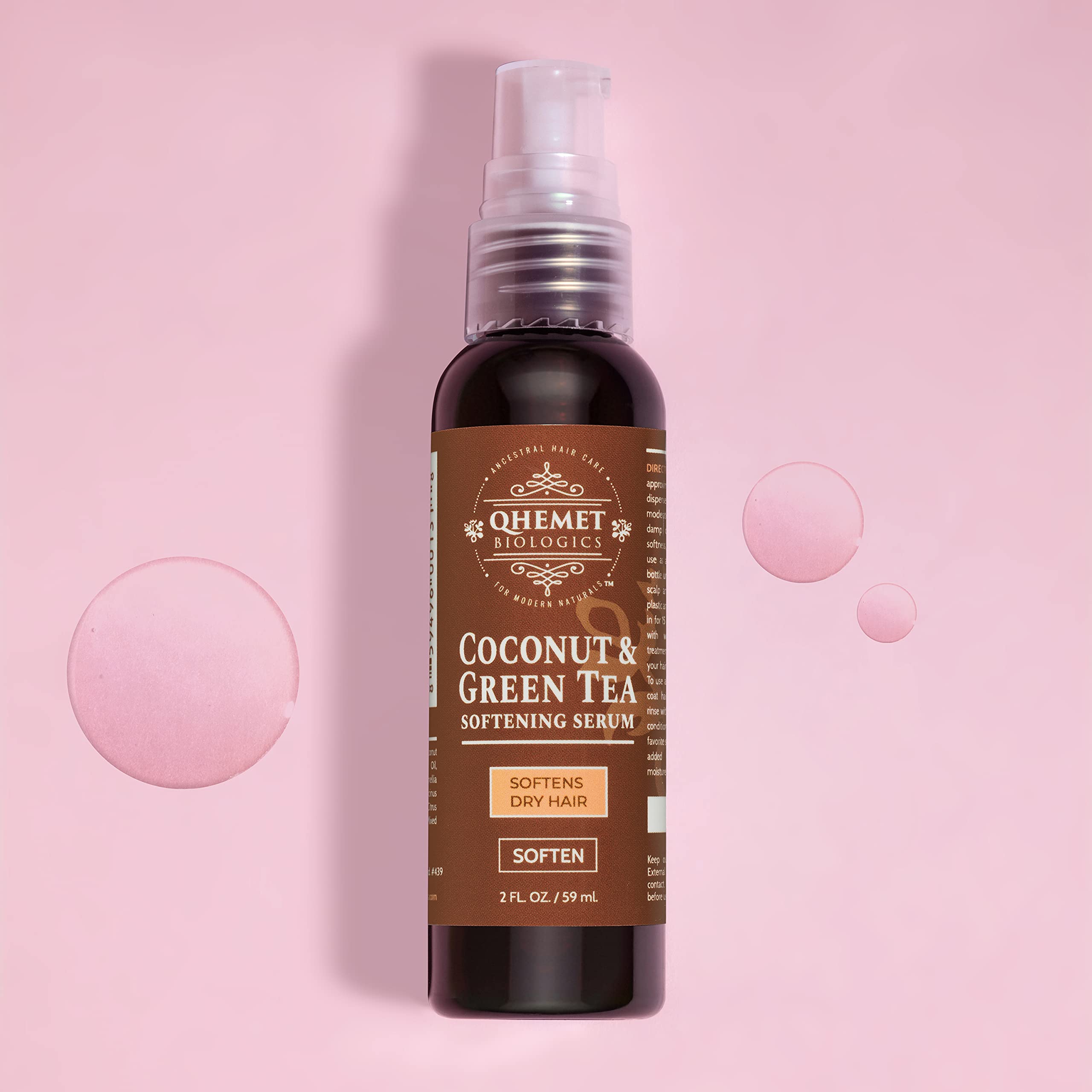 Qhemet Biologics ingredients highlight coconut, green tea, and castor oils for moisture and slip.