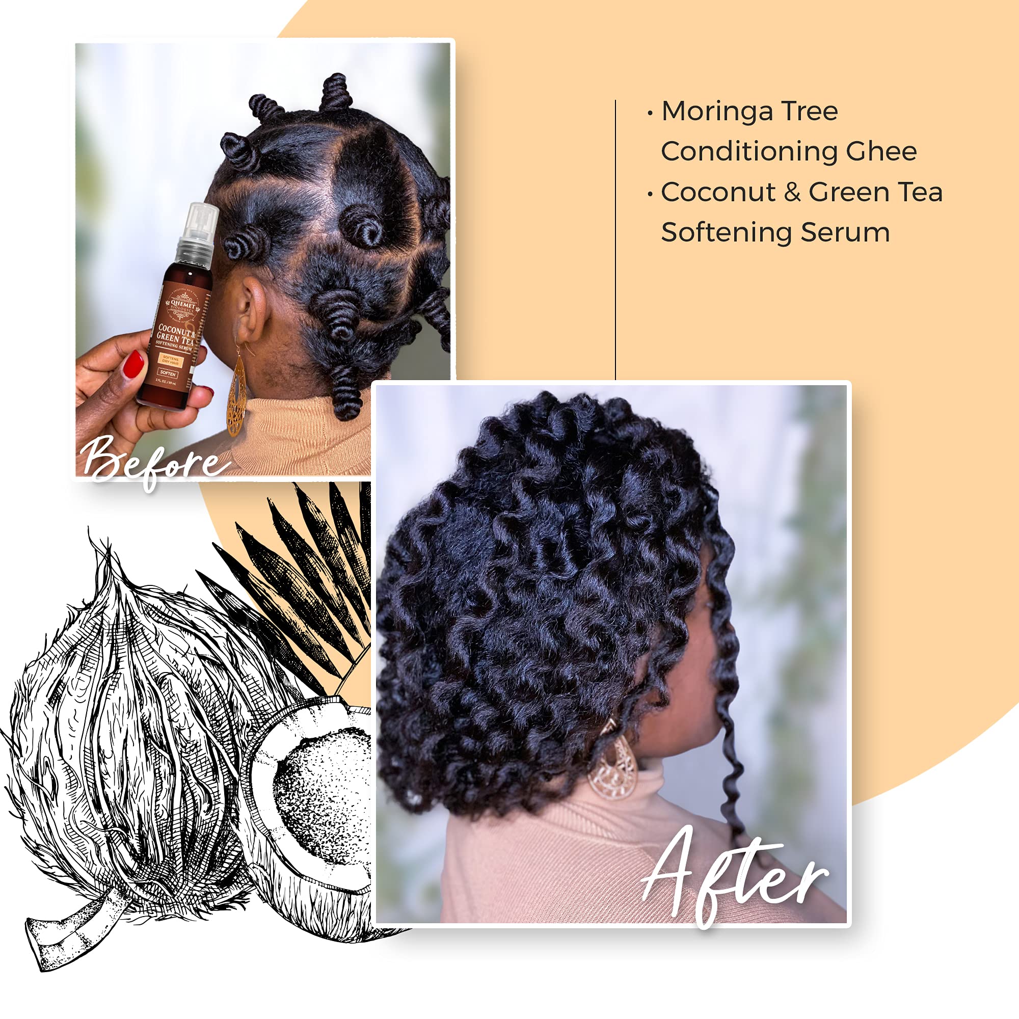 Qhemet Biologics close-up of oil sheen on hair strands.