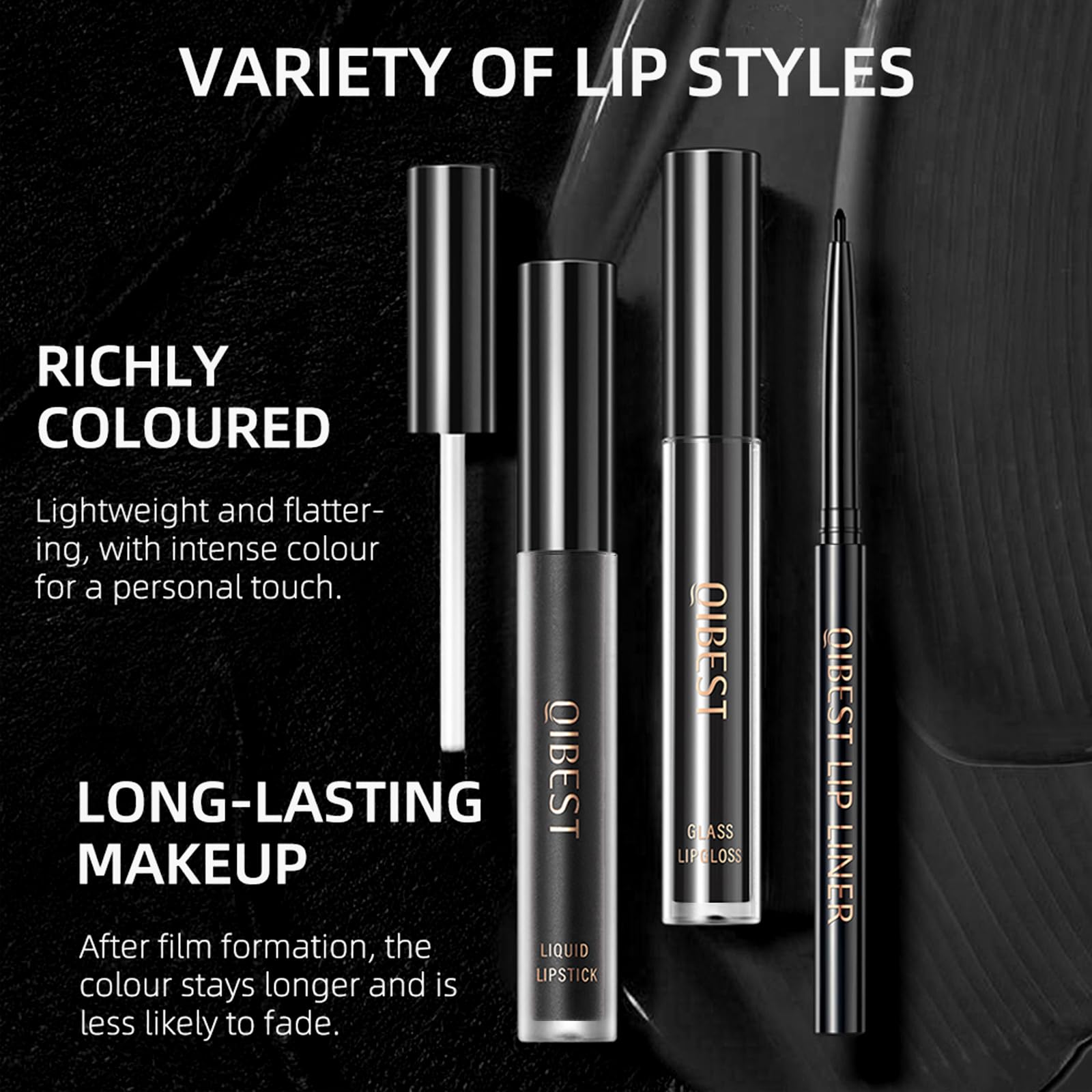 QiBest glossy liquid finish adds high shine with comfortable wear.