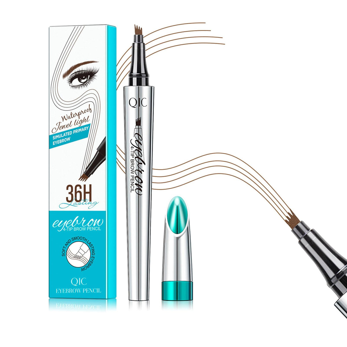 QIC Eyebrow 4 Tip pencil close-up for precise hair-like strokes.