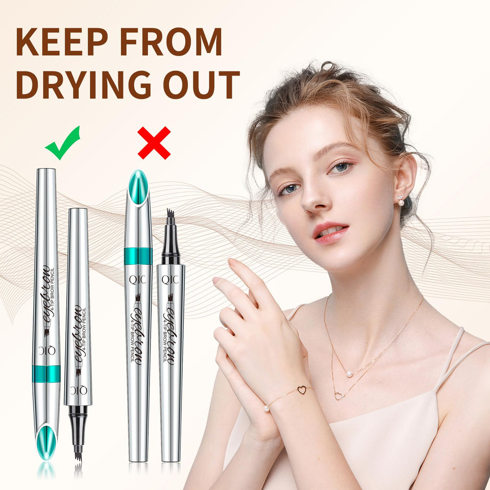QIC brow pencil waterproof and smudge-proof during workouts and rain.