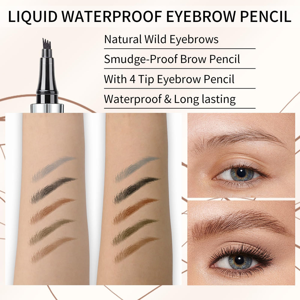 QIC Eyebrow color range swatches with five shade options.