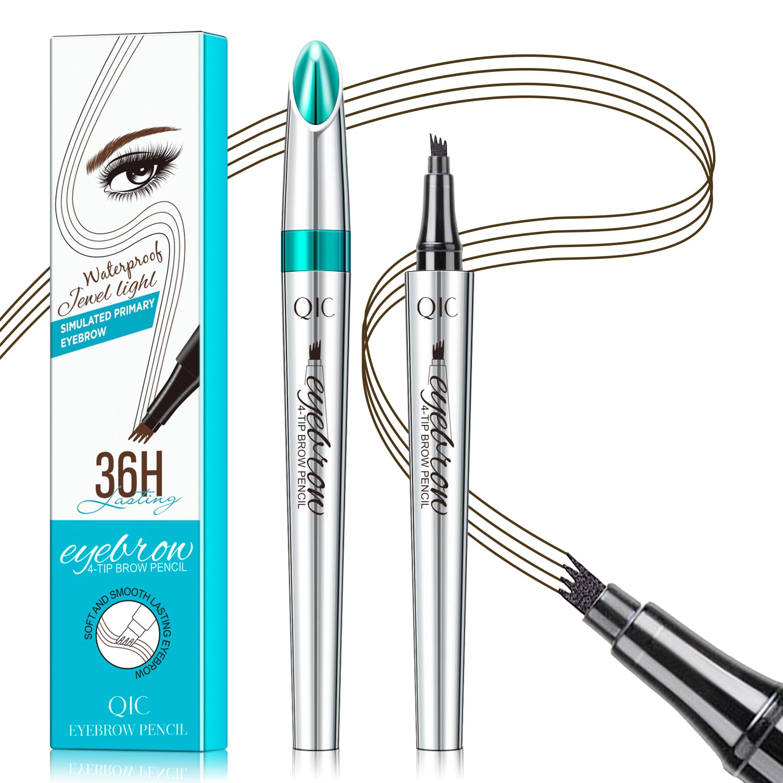 QIC eyebrow pencil with 4-tip microblade close-up for natural brow definition