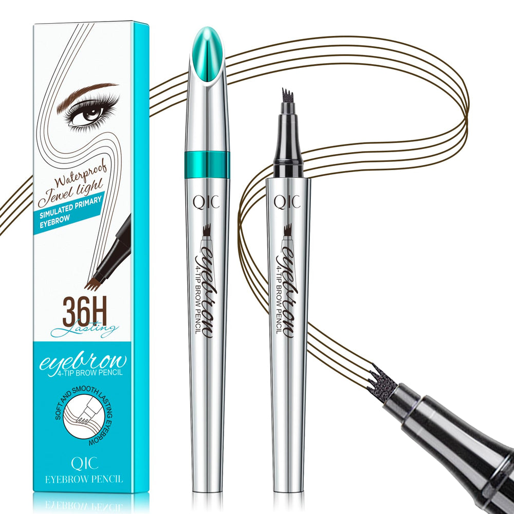 QIC eyebrow pencil with 4-tip microblade close-up for natural brow definition