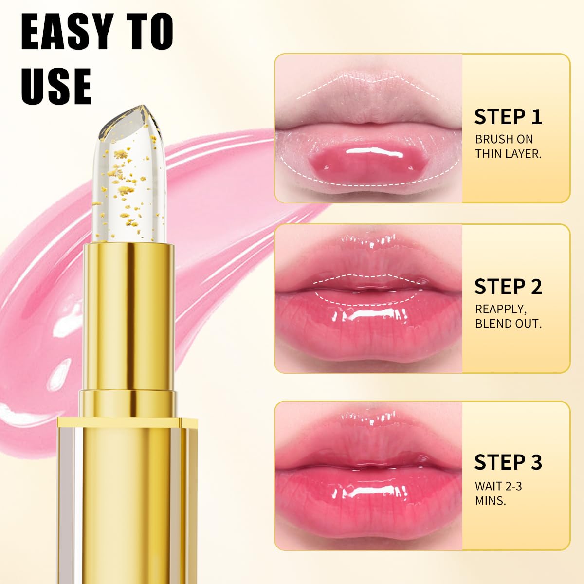 QIC moisturizing lip balm formula on lips, enriched with natural oils.