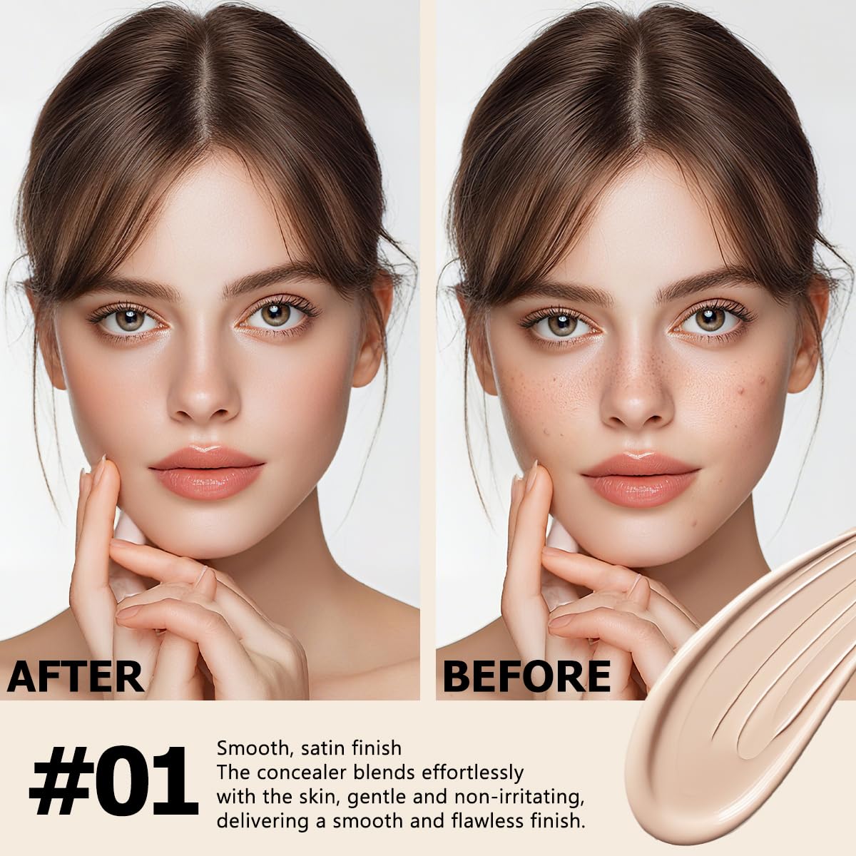 QIC Under Eye Concealer being applied for a natural matte look