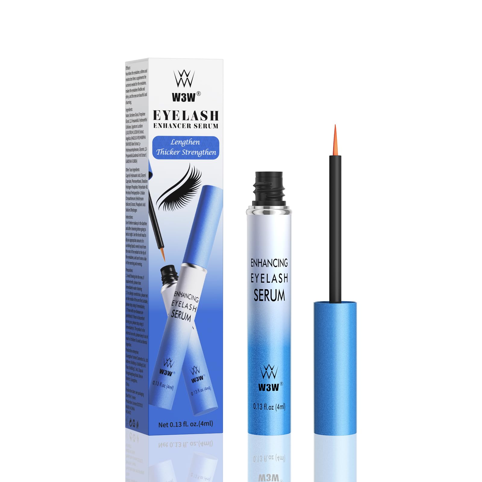 QIC W3W eyelash serum bottle viewed up close for daily lash care