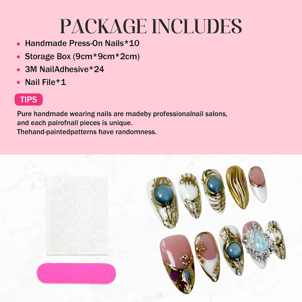 Qicaijia almond acrylic nails set offers easy at-home application