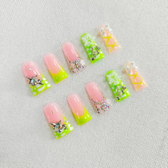 Qicaijia handmade glossy acrylic nails, comfortable fit for everyday wear