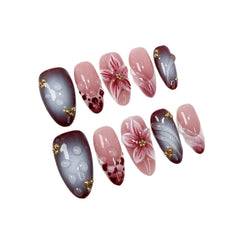 Qicaijia handmade rhinestone embellished nails add glamorous detail