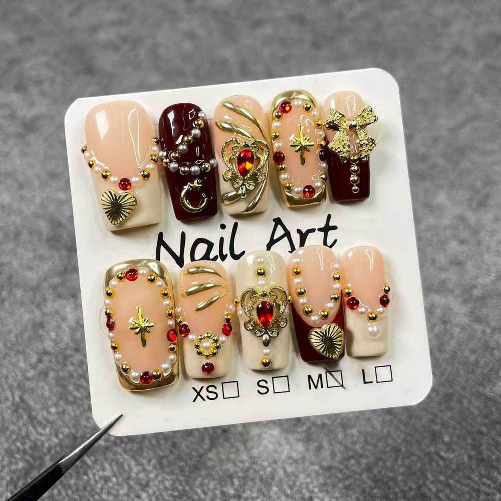 Qicaijia medium-size M nails full set ready for at-home manicure