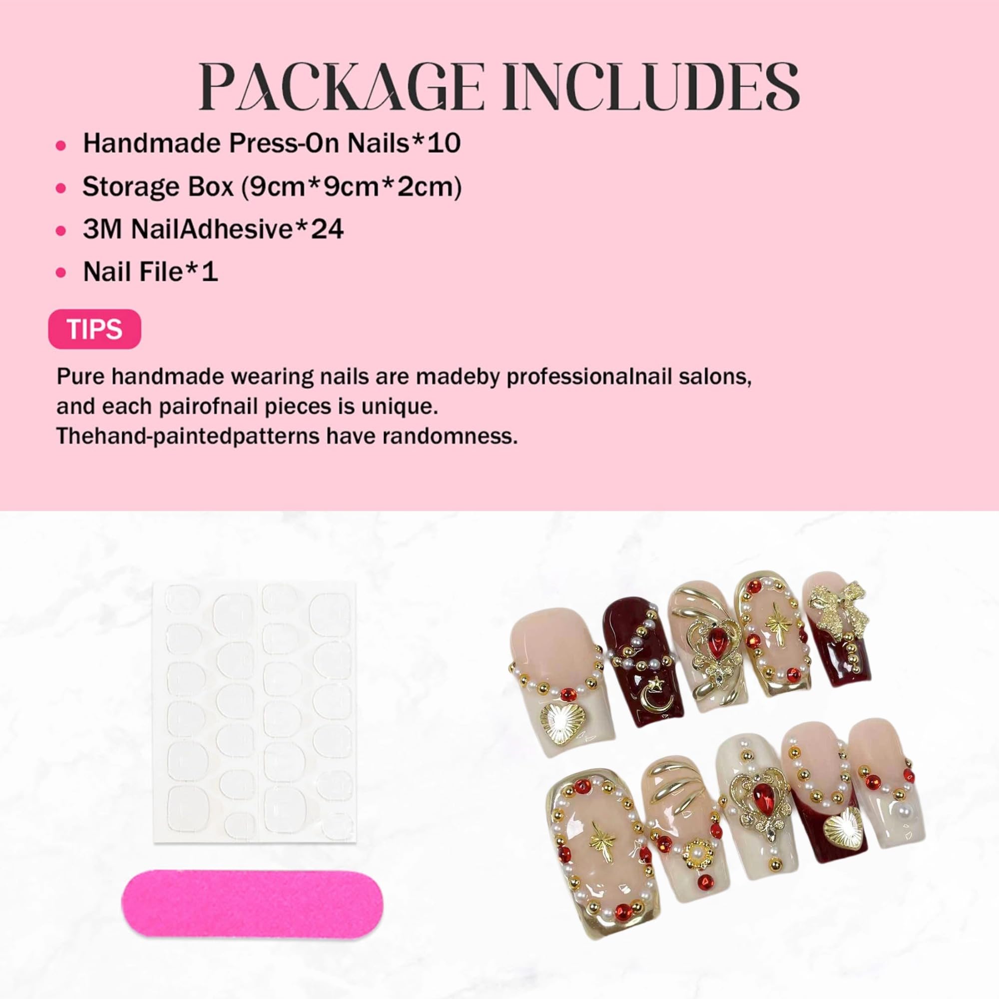 Qicaijia nails on hand display with smooth finish for daily wear