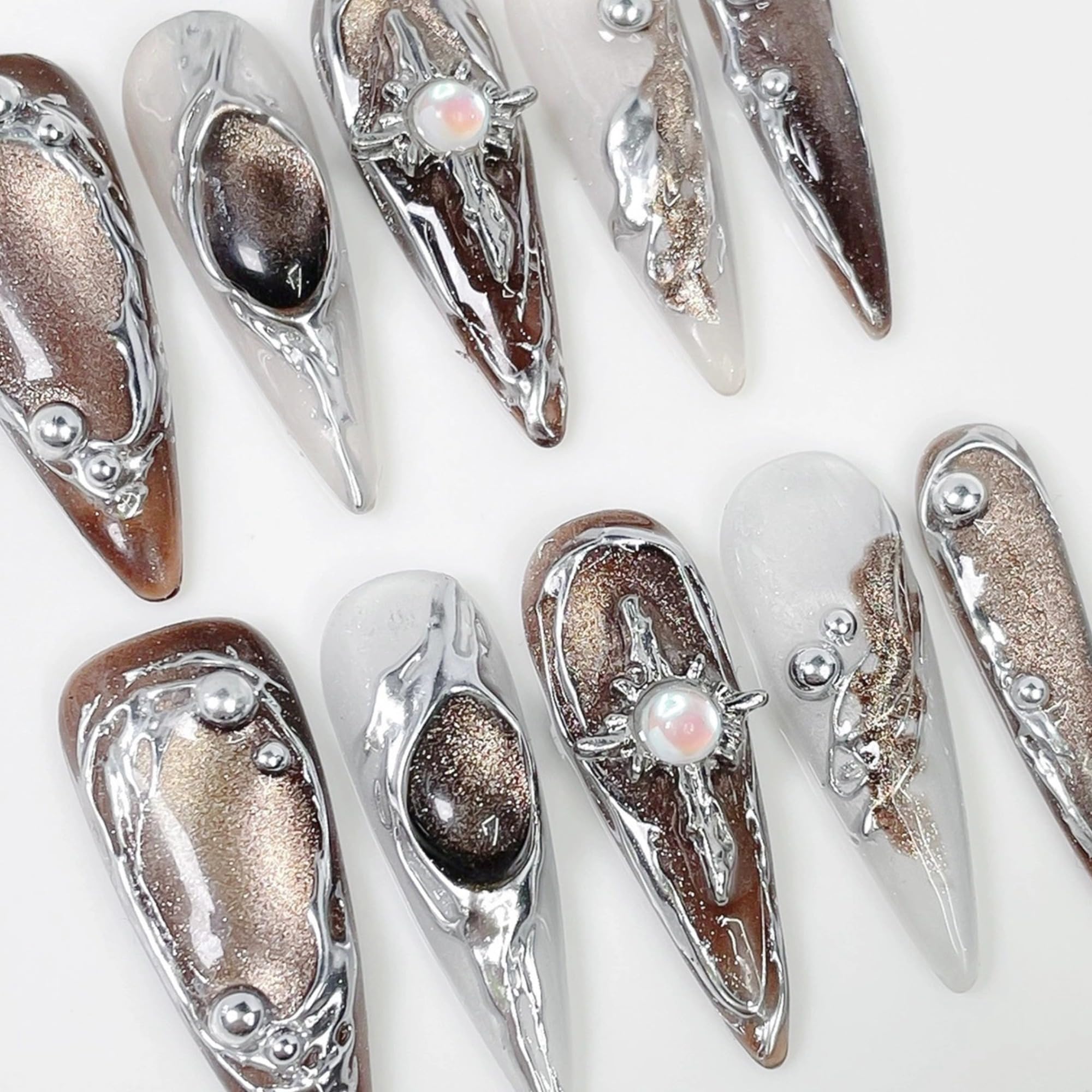 Qicaijia press-on nails 10-pcs set convenient manicure solution