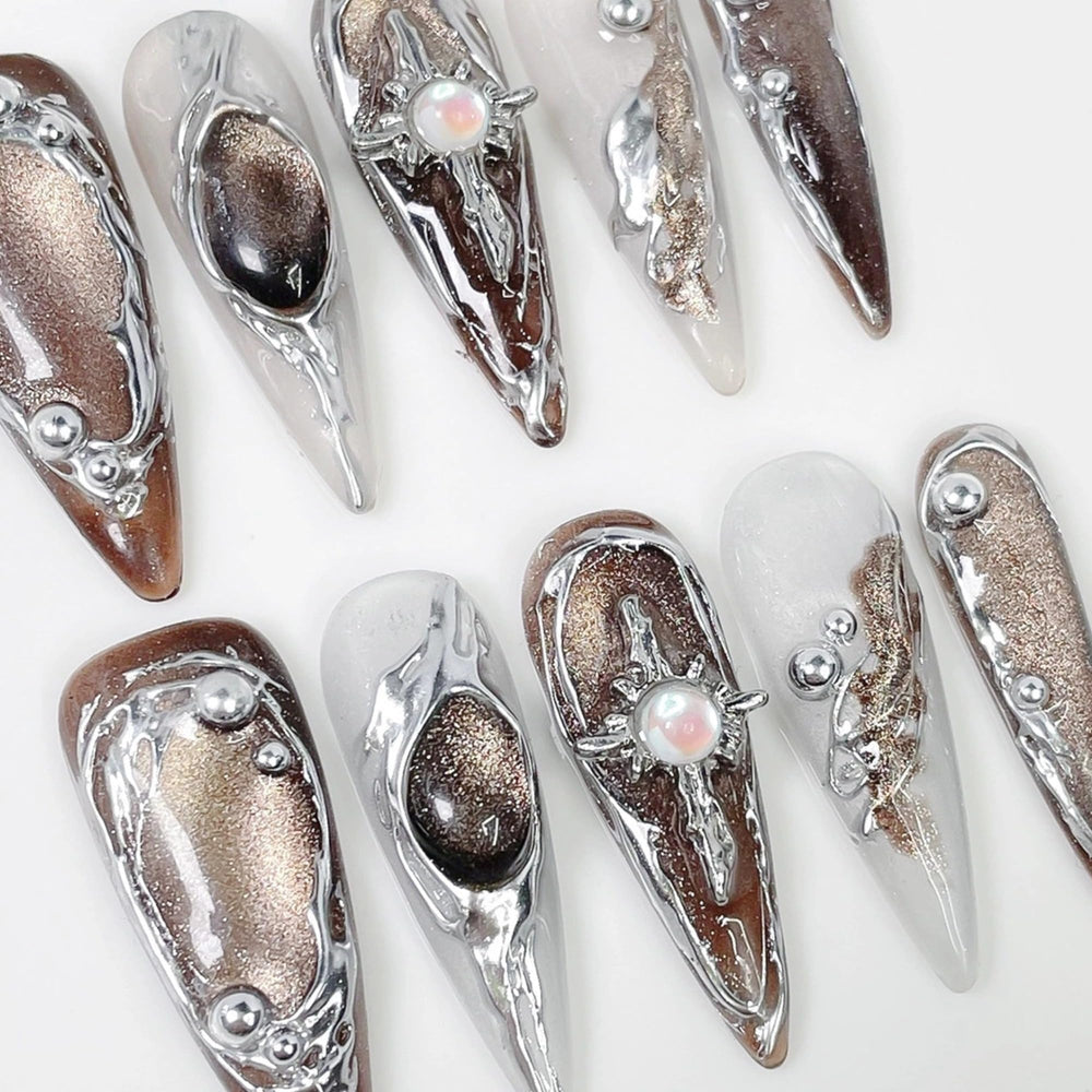 Qicaijia press-on nails 10-pcs set convenient manicure solution
