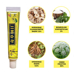 QICAOGANGMU Chinese Herbal Cream on skin demonstrates gentle moisture.