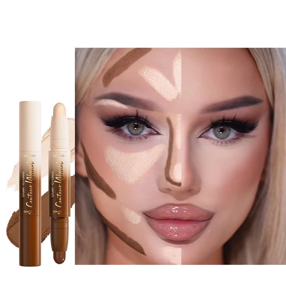 QIDSTERS 2in1 contour highlighter stick dual-ended for precise sculpting and glow.