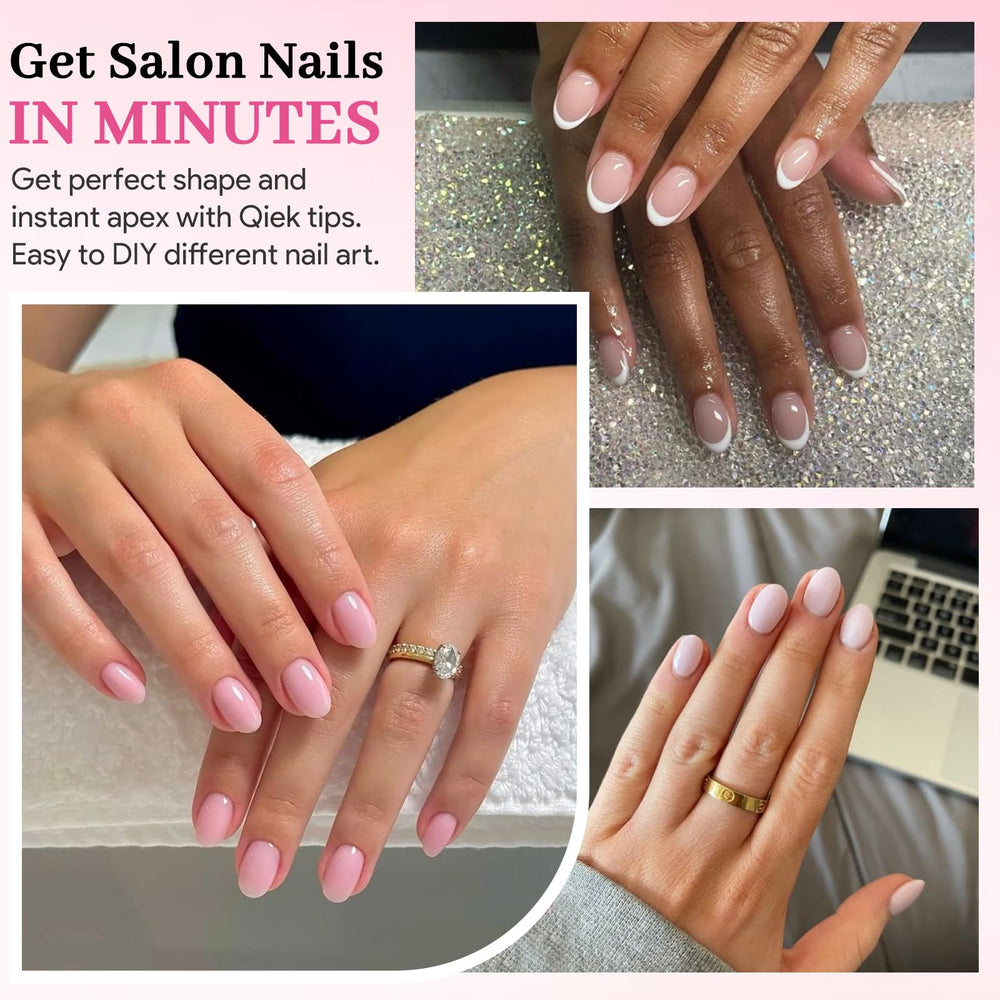 QIEK Almond Nail Tips in 15 sizes for a precise fit across nail shapes.