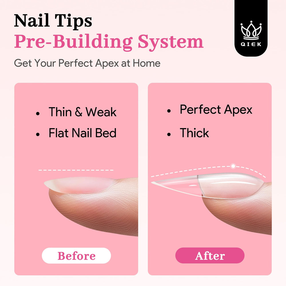 QIEK almond nail tips front view shows durable thick front